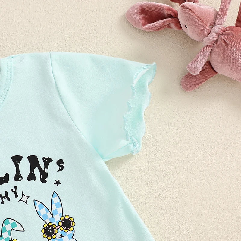 Adorable Infant Easter Dress Set with Bunny Graphic Tee and Fluffy Carrot Skirt for Baby Girls - 2 Piece Outfit