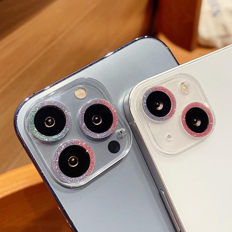 Glitter Full Cover Camera Lens Protector on For iPhone 12 13 11 Pro Max Mini 9H Tempered Glass Cover iPhone11 Camera Sticker Cap Lens Ring Cover Stevvex