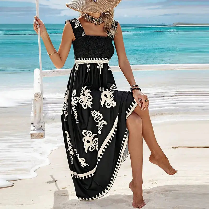 Summer Holiday Dress Women Casual Sleeveless A-Line Party Long Dress Boho Casual Sleeveless Party Dress 2024