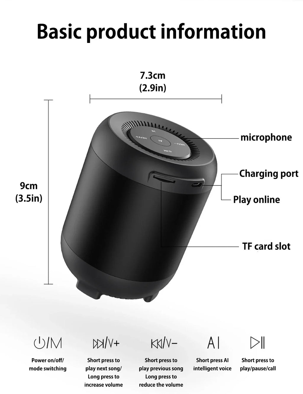 Wireless Bluetooth Speaker AI Intelligent Artificial Voice Control Insert Card Small Audio Mobile Phone Computer Desktop Lootquake LLC