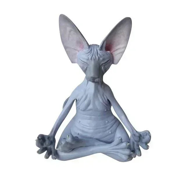 Sphinx Cat Buddha Statue - Meditation Yoga Sculpture for Garden Decor, Fantastical Art & Happy Cat Ornament Lootquake LLC