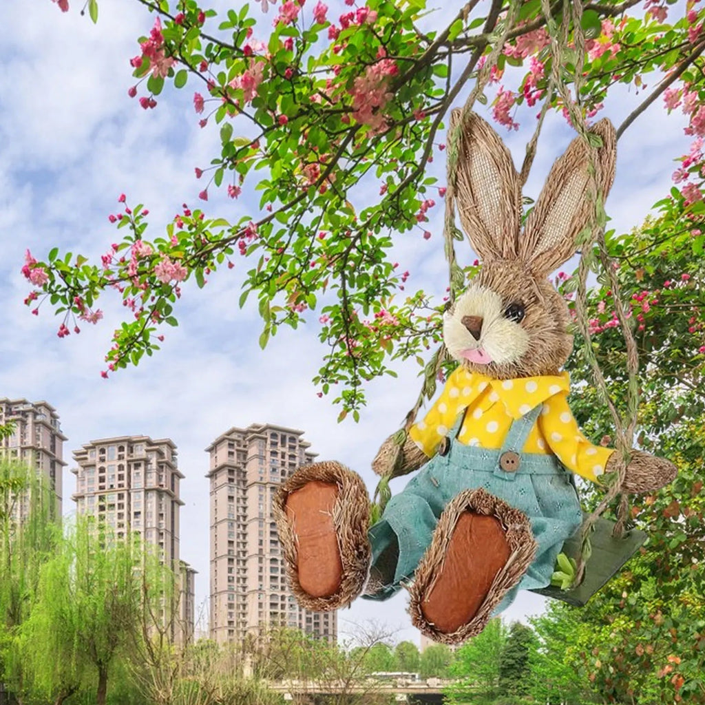 Easter Bunny Pendant Swing Rabbit Hanging Ornament for Dining Room Holiday Collections Display Home Decor Wedding Party Art Gift Lootquake LLC