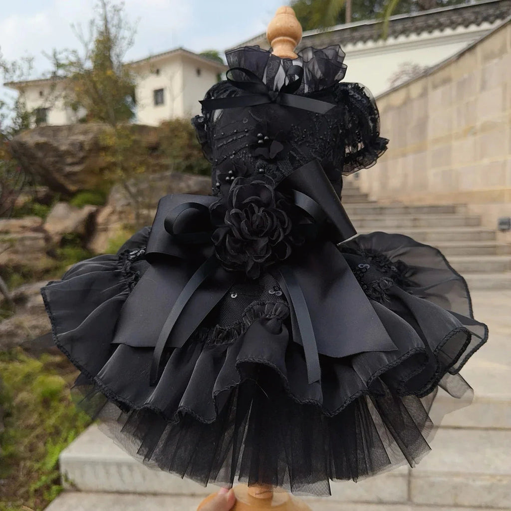 Midnight Princess Gown - Luxury Black Lace Evening Dress Fashioned Furbabies