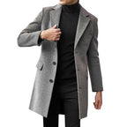 2023 Autumn and Winter New Men's Windbreaker British Long sleeved Woolen Coat Fashion Trend Coat Suit Single breasted