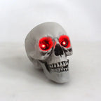 Skeleton Skull Decor Halloween Resin Skull Statues with Red Led Lights Human Skull Sculpture Bone Prop Horror House Party