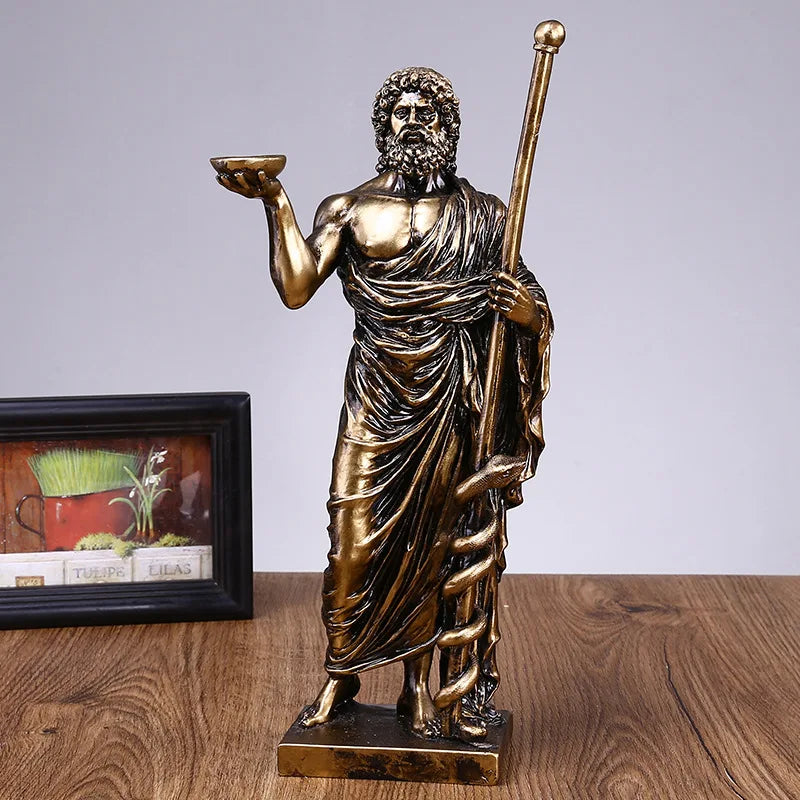 Greek Medical God Sculpture Asclepius Medicine Statue for Home Desktop Decoration Indoor Ornaments Sculptural Home Decor Gift Lootquake LLC