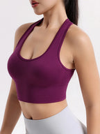 VEQKING Seamless Ribbed Racerback Sports Bra THRIXINE