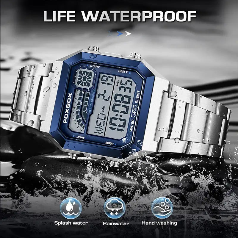 LIGE 2025 Men's watches Luxury LED Luminous Date Wristwatch Waterproof Sports Square  Casual Quartz Watches male reloj hommes