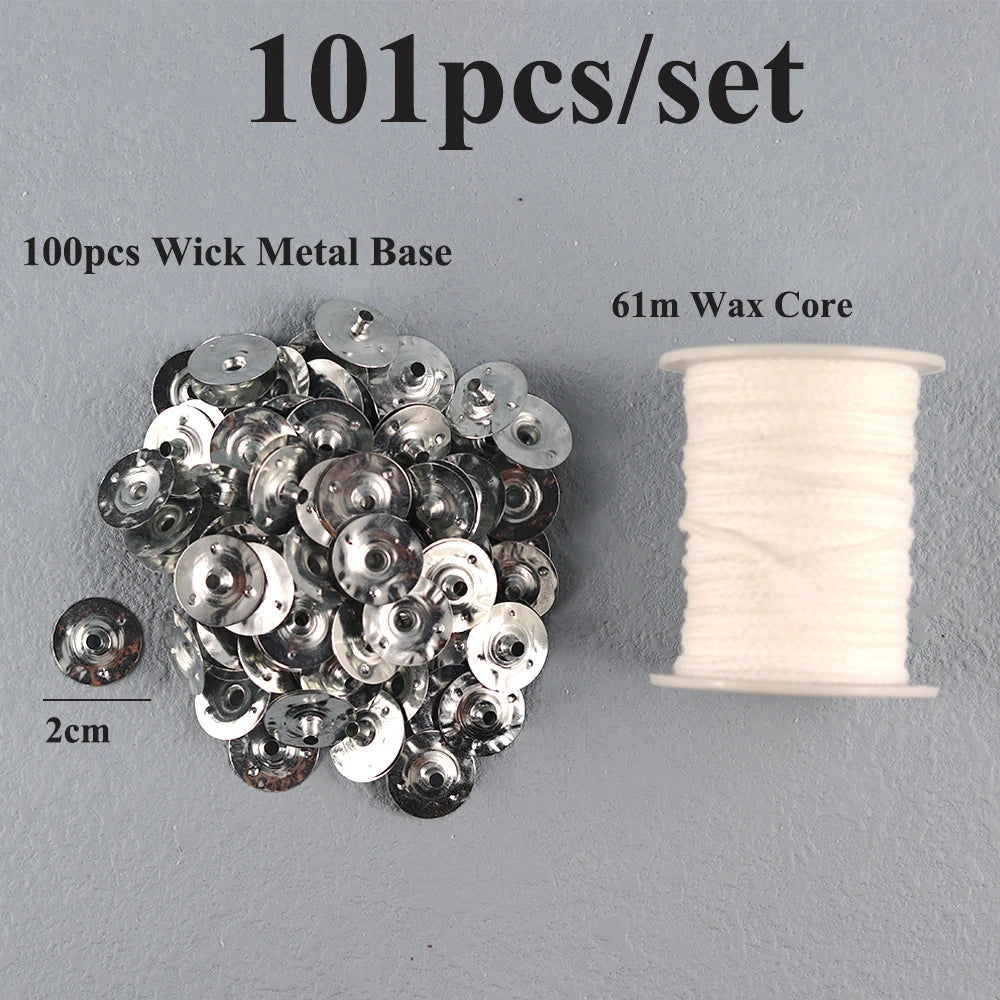 Smokeless Candle Wicks 2.6-20cm Pre-Waxed Cotton Core Wicks with Metal Sustainer Tabs DIY Handmade Candle Making Tools