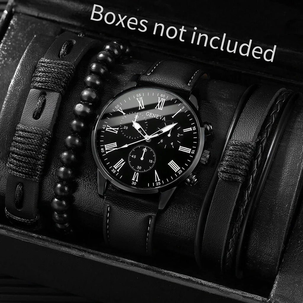 4/5PCS Fashion Men Watches Casual Male's Quartz Watch Bracelets Set Relogio Masculino Reloj Hombre（Without Box） Lootquake LLC