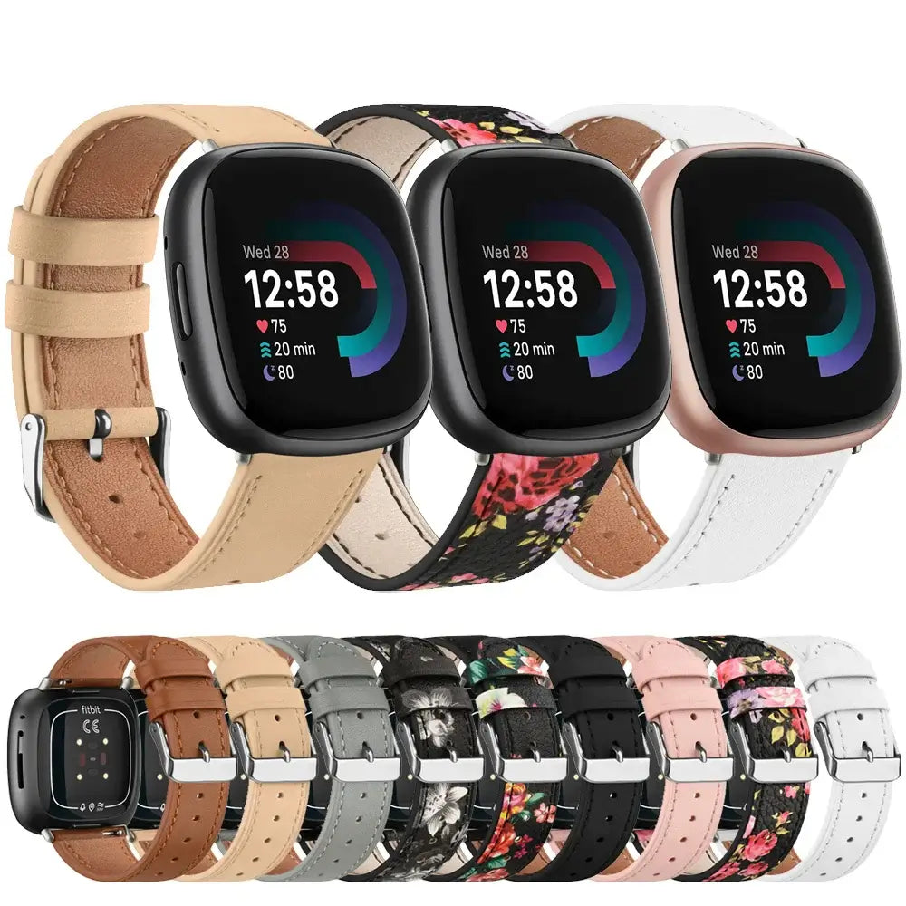 Fitbit Versa & Sense Leather Band - Stylish Durable Design - SJB-DIAMOND ELITES