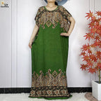 2024 Latest Muslim Sets Women Clothing Cotton Floral Loose Dashiki Long Dress African Abaya Dubai Traditional Islamic Clothing