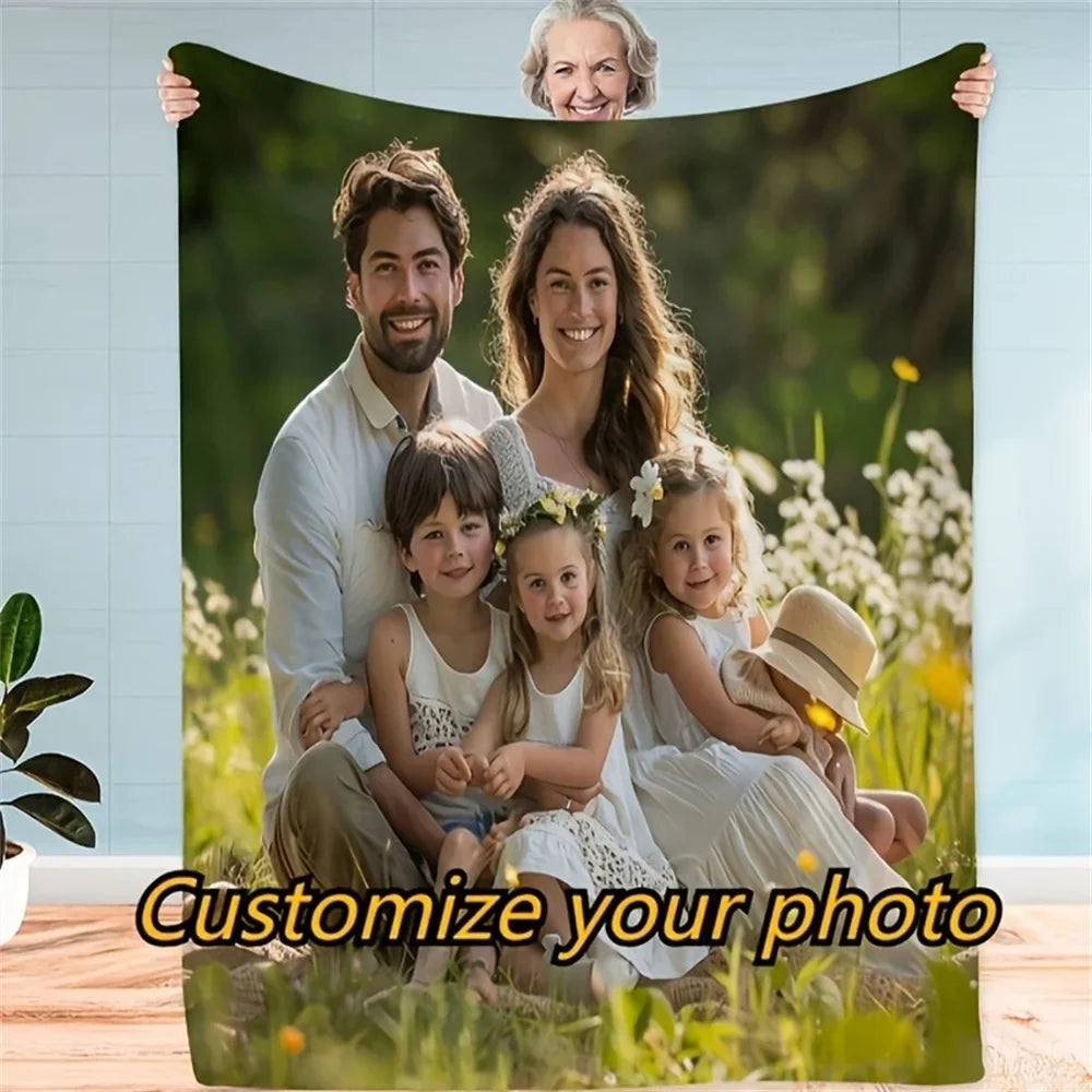 Custom Blanket With Photo Personalized Picture Blanket Memorial Family Flannel Blanket For Boy Girlfriend Lootquake LLC