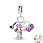 S925 Sterling Silver Princess Golf Hamster Camera Travel Three Piece Set Charms Beads 3mm DIY Fine Jewelry Making Lootquake LLC