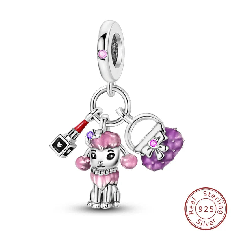 S925 Sterling Silver Princess Golf Hamster Camera Travel Three Piece Set Charms Beads 3mm DIY Fine Jewelry Making Lootquake LLC