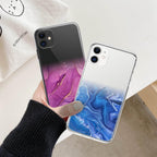 Luxury Marble Transparent Phone Case For iPhone 11 12 Pro XS Max X XR 7 8 Plus Soft Silicone Shockproof Cover  Green Marble Design Gold Sparkly Glitter Protective Stylish Slim Thin Cute Case for Phone
