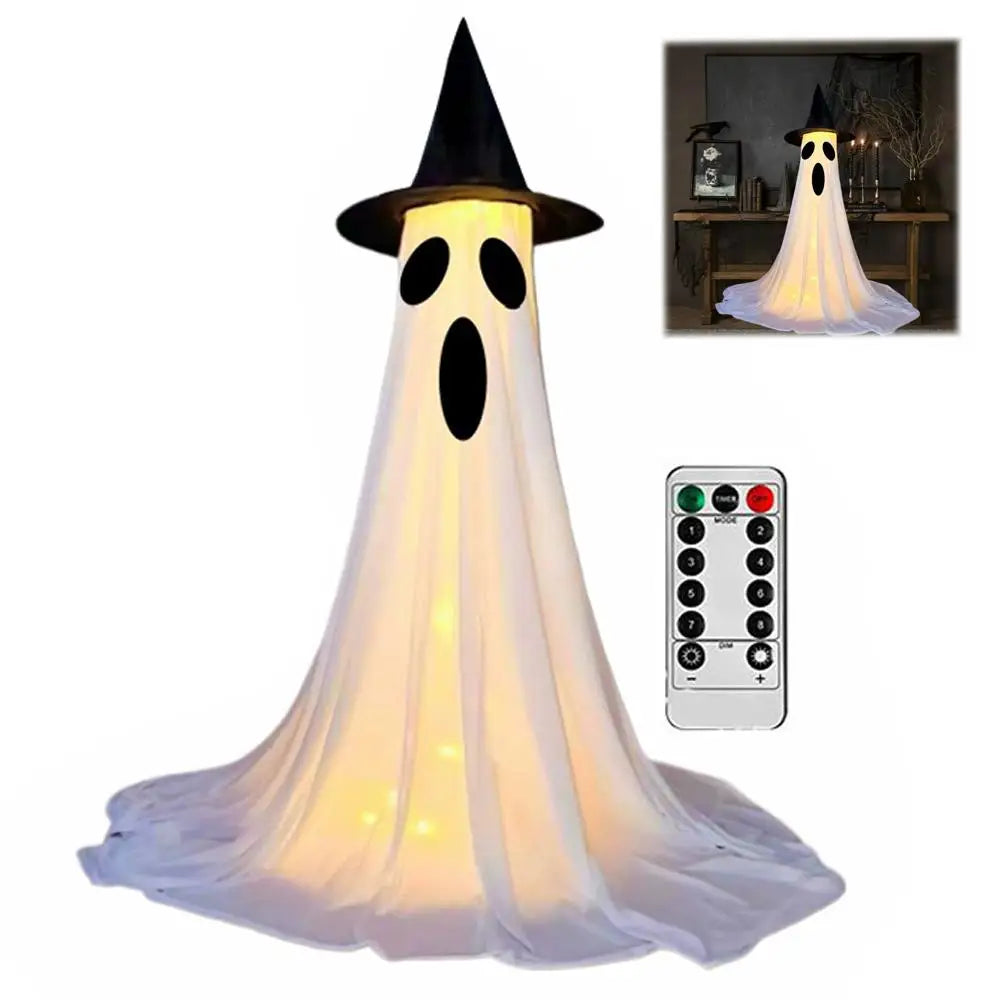 Lighted Spooky Ghost Decor Scary Standing Ghost with LED String Lights Home Porch Garden Yard Lawn Party Halloween Decorations Lootquake LLC