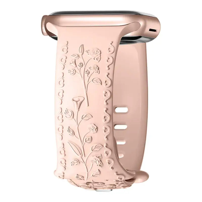 Apple Watch Silicone Band - Floral Engraved - Stylish Design - SJB-DIAMOND ELITES