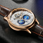 SEAKOSS Male Dual Earth Rotating Mechanical Men's Watch Automatic Movement Waterproof Clock Pilots 1963 Flywheel Wristwatches
