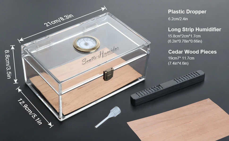 Scotte Cigar Case Humidors Acrylic Cigar Box Hygrometer Humidifier Hold 20 Cigars Include Cigar Cutters Cigar Punch Accessories Lootquake LLC