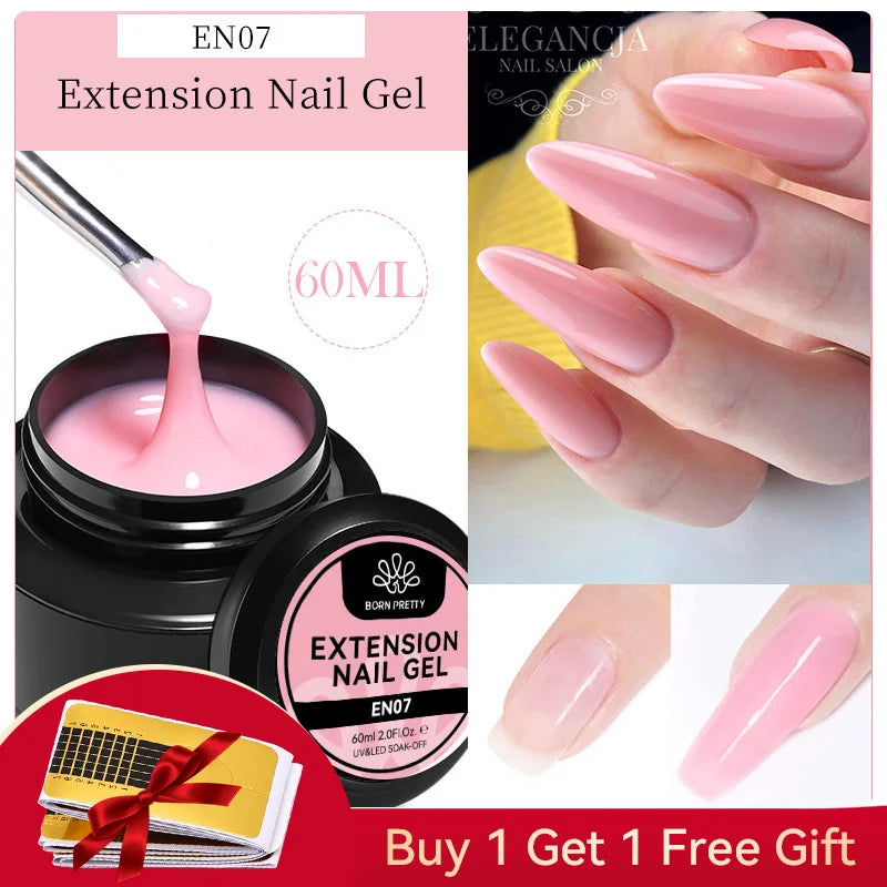 BORN PRETTY 60/30ml Hard Jelly Extension Nail Gel Polish French Nails Nude Pink White Clear Nail Supplies Gel for extension Lootquake LLC