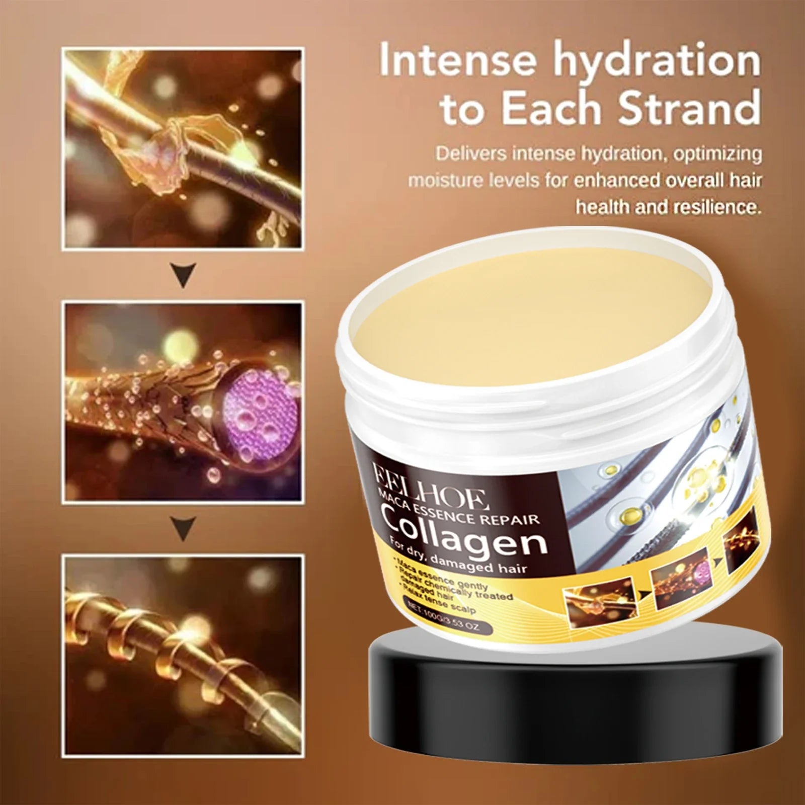 Collagen Hair Mask Reduce Dryness And Frizz Prevent Hair Splitting Moisturize Soften Hair Improve Hair Texture Hair Care Mask