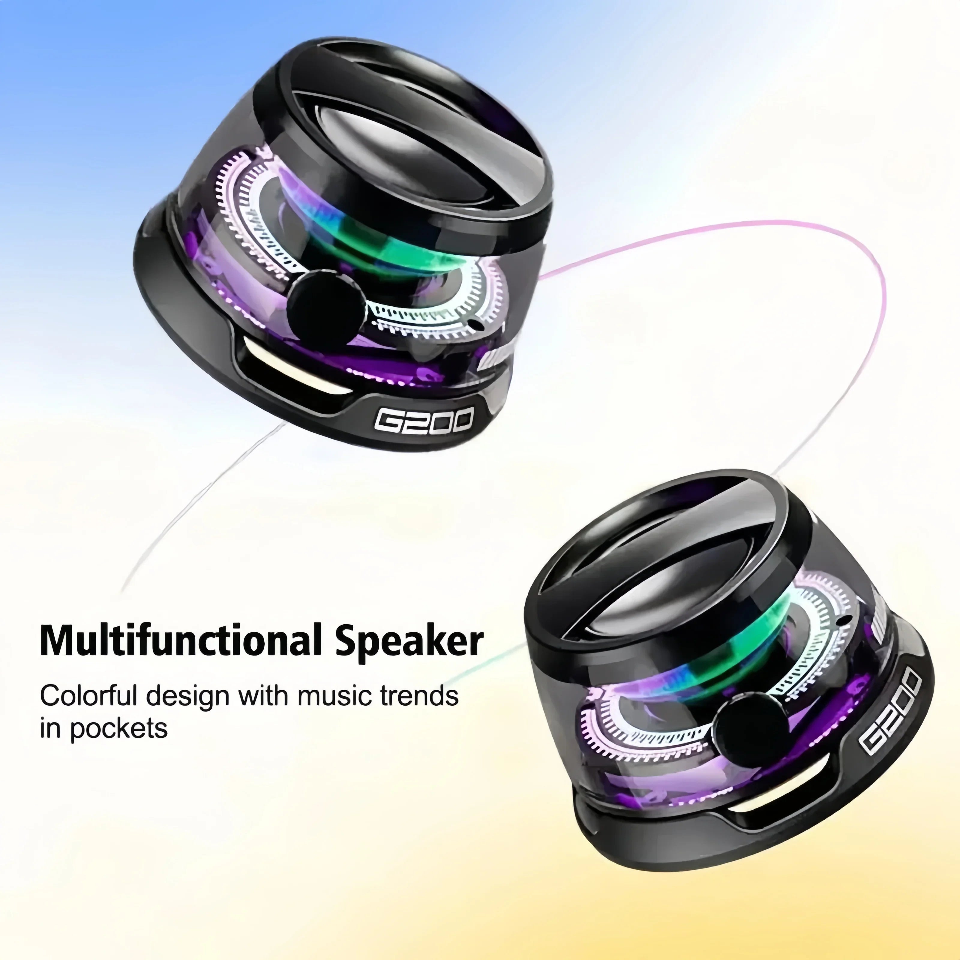 Outdoor Magnetic Bluetooth Speaker Wireless Portable Mini Travel Stereo Speaker with RGB Color Light and Phone Holder for IOS Lootquake LLC