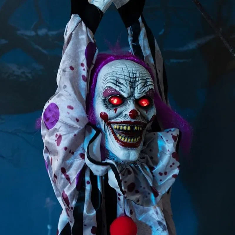 Halloween New Arrival Sound Activated Glowing Talking Hanging Ghost Scary Decor with Clown for Haunted House Party Prop Decor Lootquake LLC