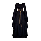 Halloween Retro Medieval Dress Flare Sleeve Lace Up Maxi Dress For Women Round Neck Party Long Dress Cosplay Performance Vestido