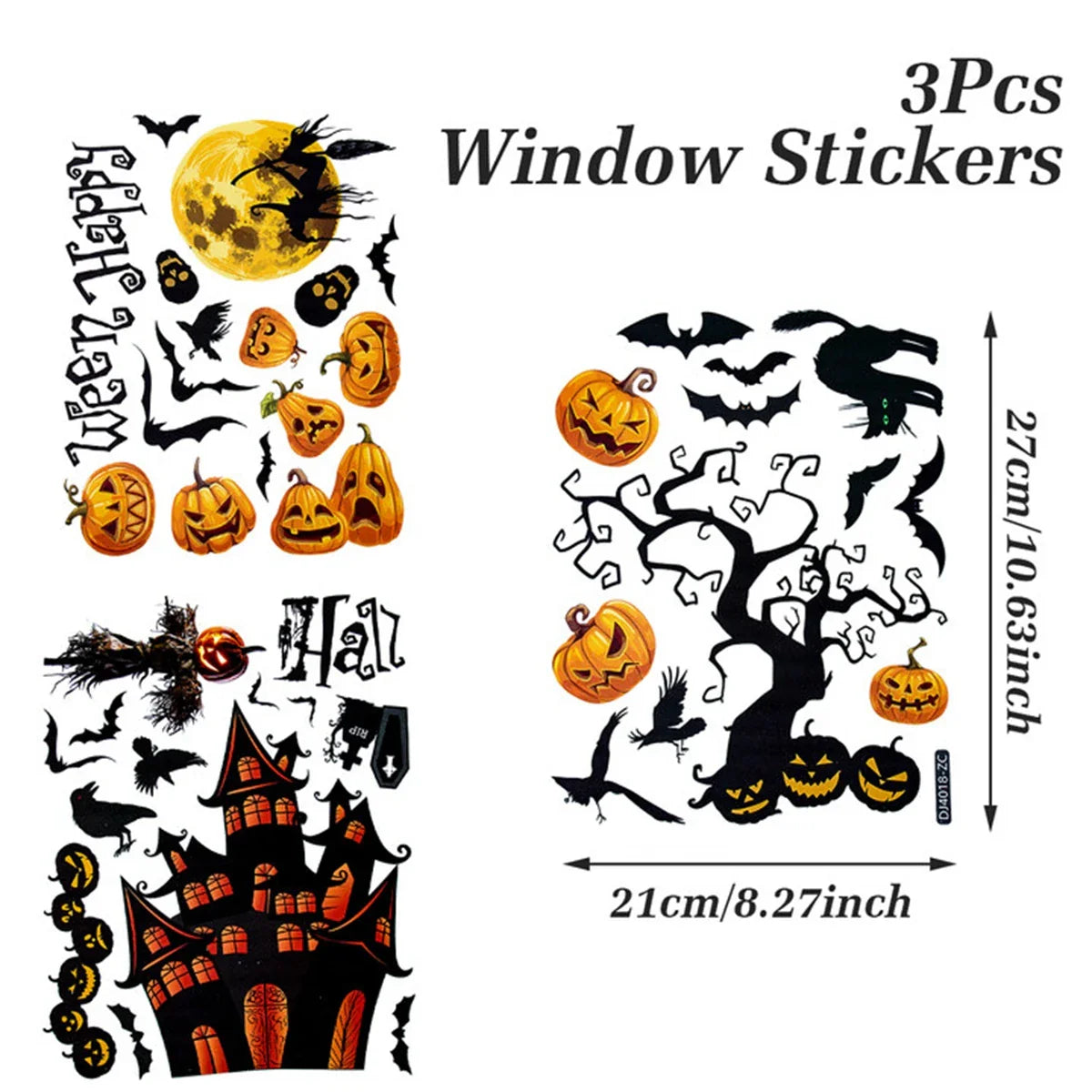 Halloween Pumpkin Window Sticker Haunted House Bat Ghost Glass Wall Sticker Room decor Trick or Treat Halloween Party supplies Lootquake LLC