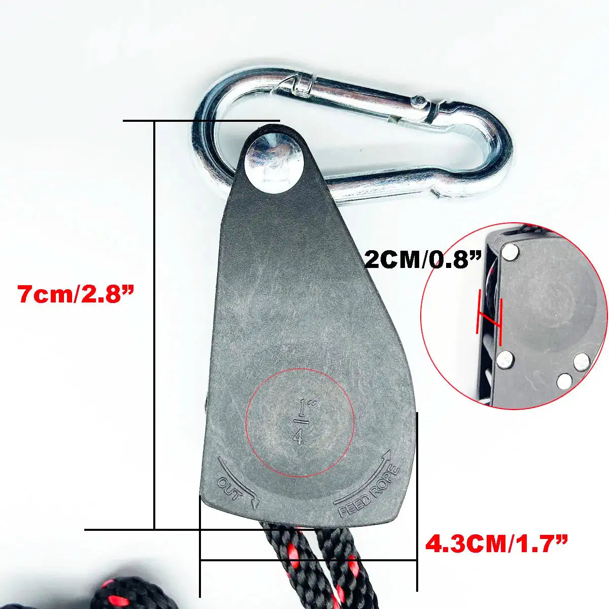 68kg 1/4 Ratchet for 6mm Rope Buckle Awning Wind Rope Tent Rope Fastener Fixed Buckle Pulley Hangers