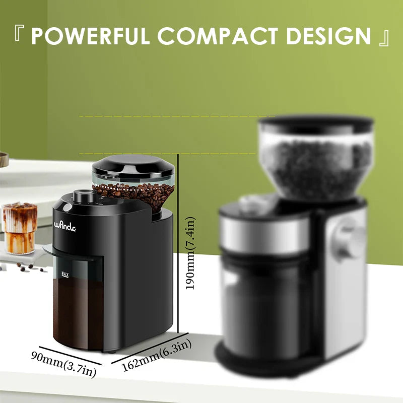 Wancle Electric Burr Coffee Grinder Adjustable Burr Mill Conical Coffee Bean Grinding with 28 Precise Grind Setting 220V/120V Pi-Mart