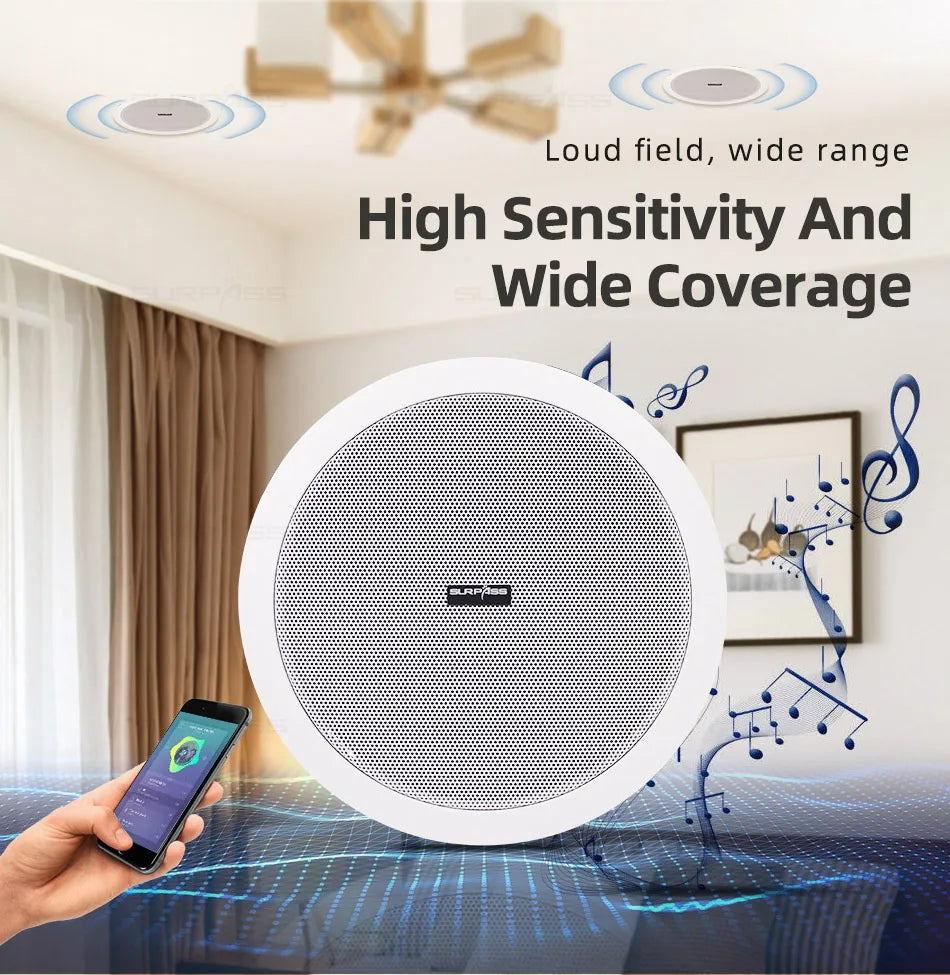 Built-in Class-D Amplifier Full Range Bluetooth-compatible Ceiling Speaker Horn For Home Theater Background Music Good Quality Lootquake LLC