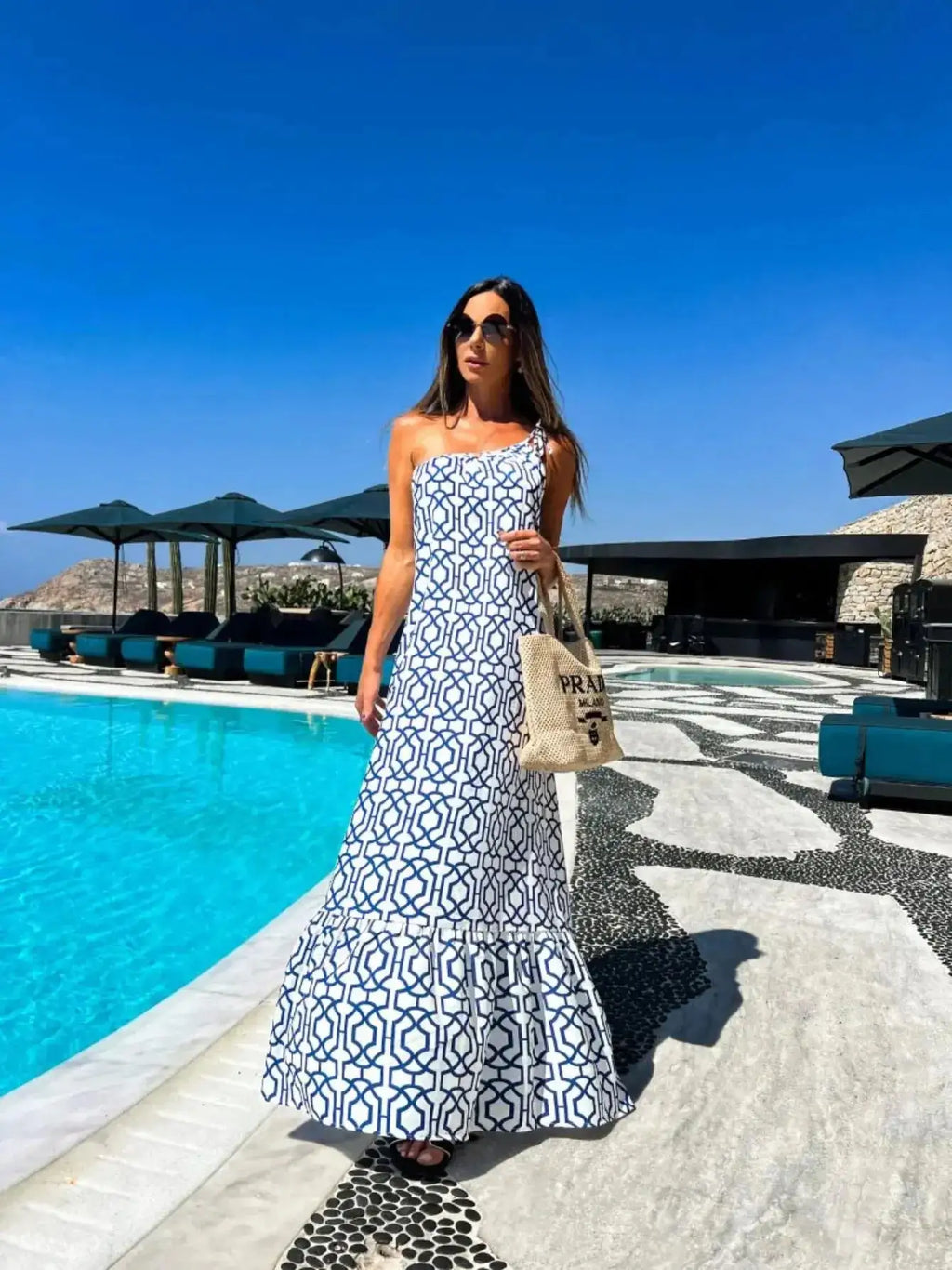 Sexy 3D Flower Long Dress Women 2024 Summer Semi-sheer Party Dresses Elegant Slim One Shoulder Maxi Vestidos Holiday Beach Robe