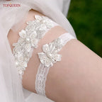 TOPQUEEN ST40 Sexy Lace Flower Thigh Ring Crystal Beaded Pearls Wedding Garter Belt  Bridal Cosplay Fashion Stocking Ring