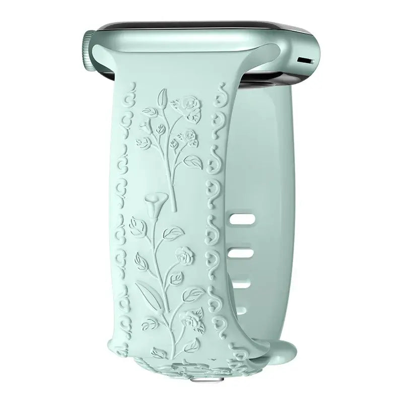 Apple Watch Silicone Band - Floral Engraved - Stylish Design - SJB-DIAMOND ELITES