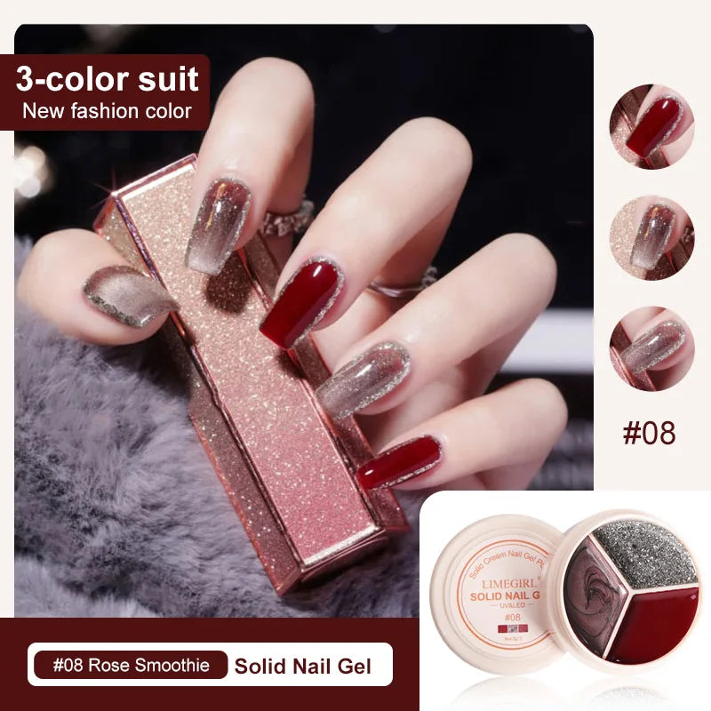 LIMEGIRL Solid Nail Art Gel Polish 15g 3 Colors Cream Soft Gel Polish for Nail Art Beginner DIY Design  Home/Salon Manicure Gift Lootquake LLC