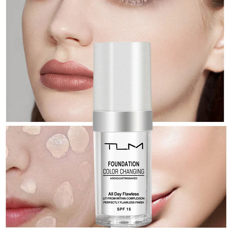 TLM TUM Liquid Foundation Cream Professional Full Coverage Face Concealer Waterproof Makeup Base Brighten Cover Dark Circles30ML Lootquake LLC