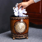 Retro Circular Garbage Bin Covered Living Room Creative Waste Bins Kitchen Bedroom Wastebasket Trash Can Lid Luxury Beautiful