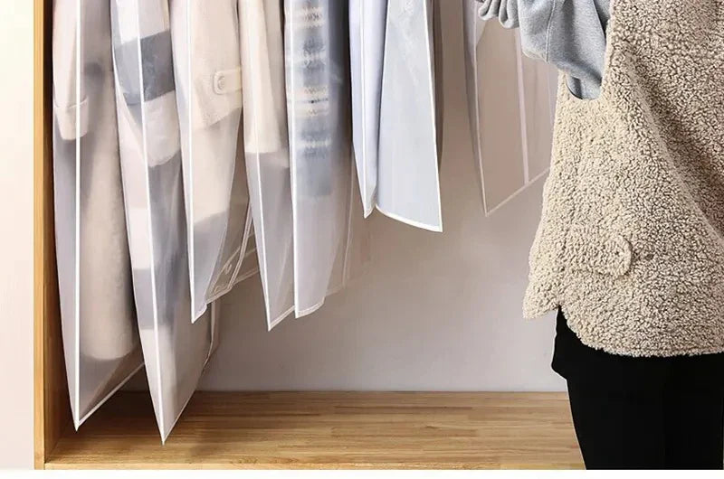 Clothes Dust Cover Plastic Waterproof Transparent Clothing Covers Home Storage Bag Clothing Hanging Garment Bag Wardrobe Storage Lootquake LLC
