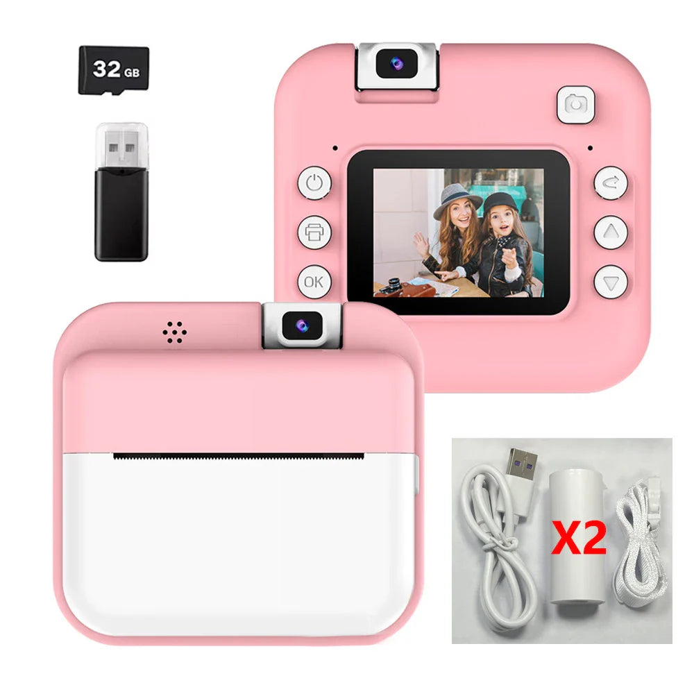 Children Digital Camera Photography Instant Print Camera for Kids Thermal Print Camera Photo Printing Video Toys With 32G Card Lootquake LLC