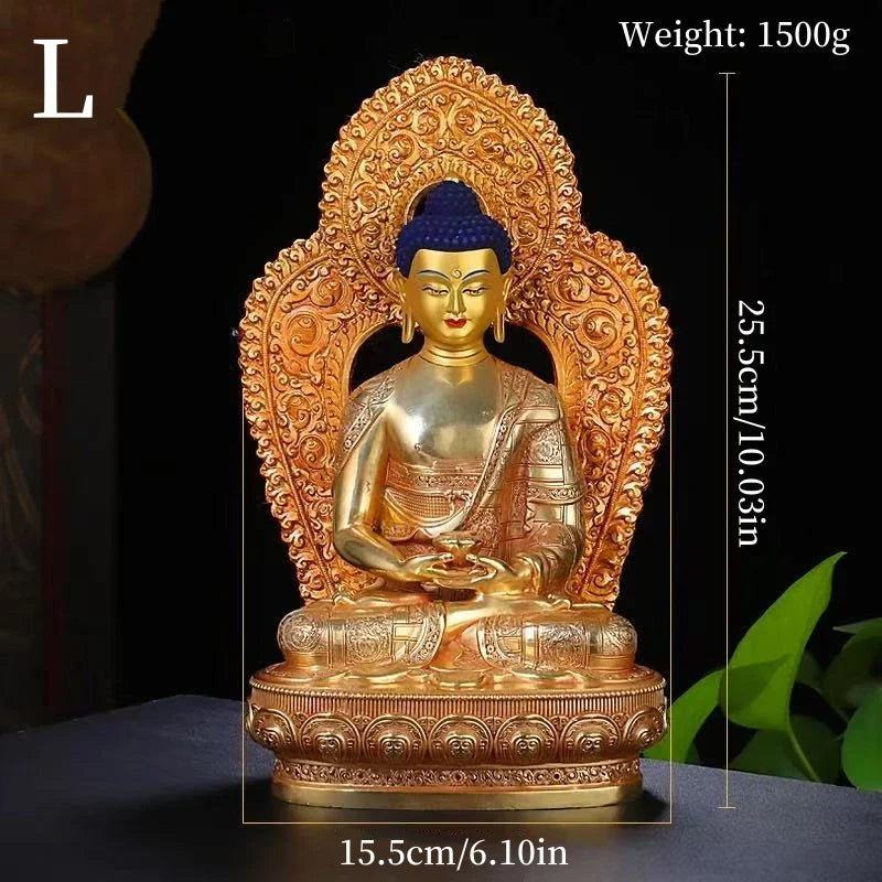Amitabha Buddha Statue Buddhist Item,Backlight Brass Exquisite Nepal Tantric Altars Home Decorative Amitabha Buddha Figurine Lootquake LLC