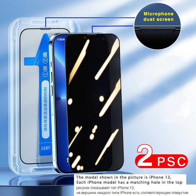 2pcs Full Cover Screen Protector For iPhone 11 12 13 PRO MAX Privacy Glass For iPhone 14 Pro XS Max XR 13 12 mini Tempered Glass Tempered Glass Screen Protector Film 9H Hardness Anti Scratch Screen Protector Stevvex