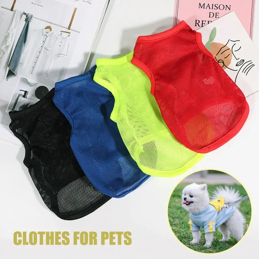 Attractive Puppy T-Shirt Solid Color Dog Shirt Shrink-resistant Stretchy Comfortable Touch Dog Apparel Pi-Mart