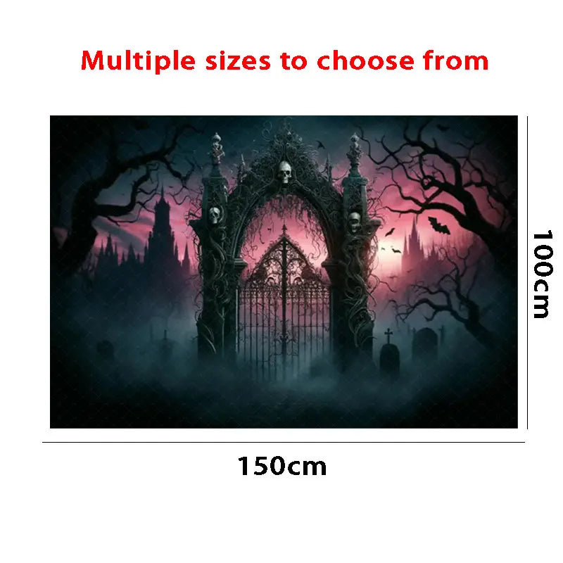 Halloween Decorations  Vintage Castle Wall Backdrop Photography Photos Stone Arched Door And Windows Design Studio Party Decor Lootquake LLC