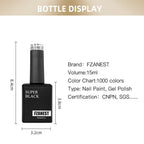 FZANEST Super Black Gel Nail Polish High Pigment Nail Gel Polish Lacquer Soak off UV LED Gel Pure Black White Color Nail Art