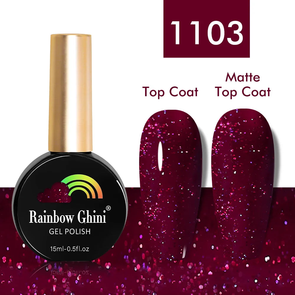 Rainbow Ghini UV LED Glitter Purple Gel Nail Polish 15ml Manicure Art Accessories Nail Glue Supplies for Professionals Varnishes Lootquake LLC
