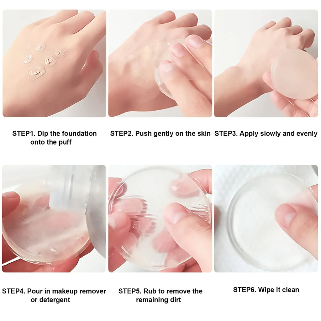 Soft Silicone Gel Powder Puff Transparent Air Cushion Powder Puff For Liquid Foundation Cream Cosmetic Blender Cosmetic Tools