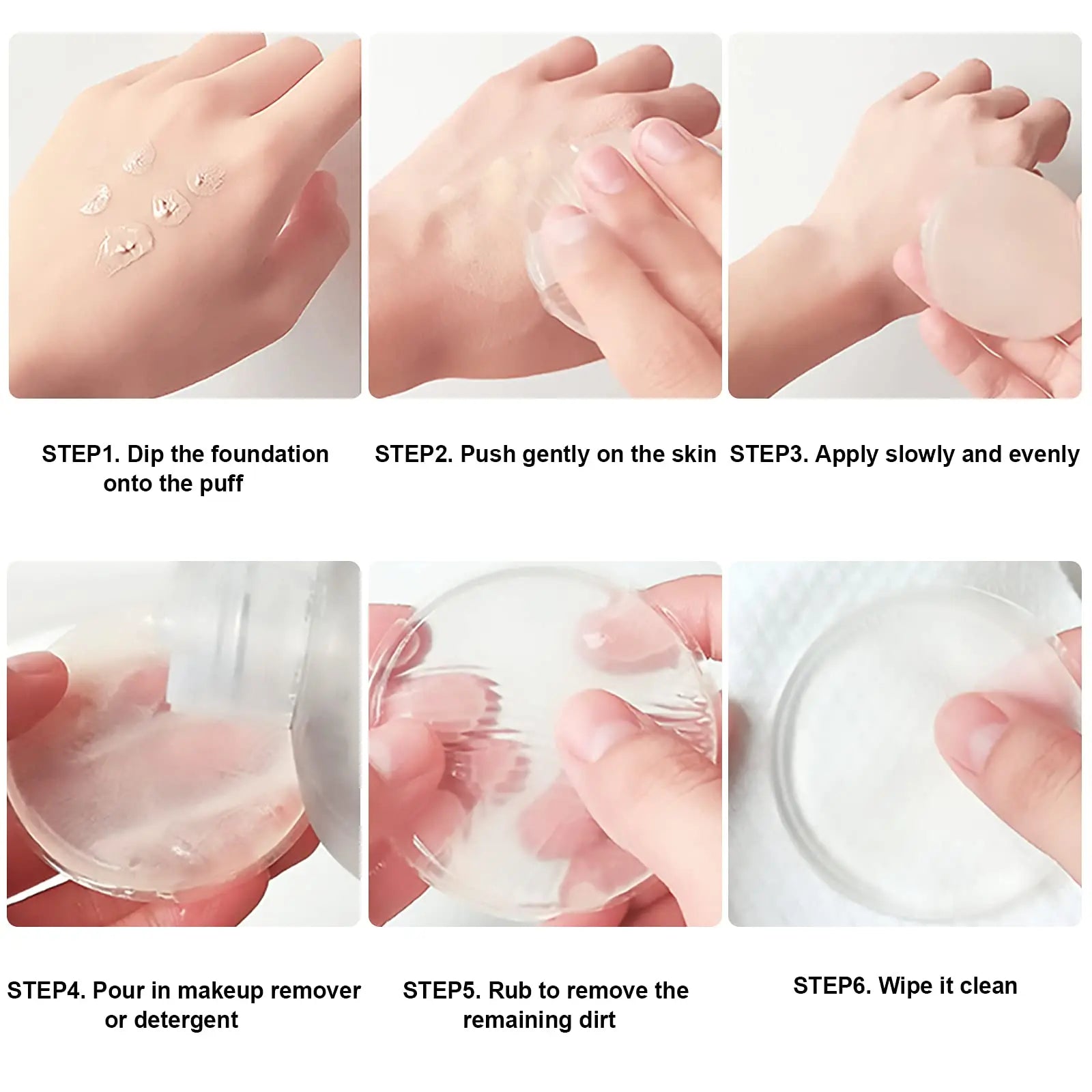 Soft Silicone Gel Powder Puff Transparent Air Cushion Powder Puff For Liquid Foundation Cream Cosmetic Blender Cosmetic Tools