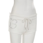 Y2K Rhinestone Summer Shorts for Beach Vibes THRIXINE